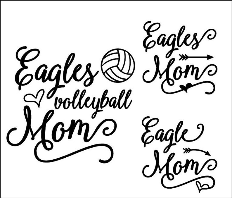 Download Eagles Script Volleyball Mom SVG DXF EPS Silhouette Studio ...