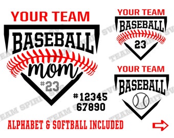 Baseball Mom SVG Softball Mom svg Download-Datei dxf eps jpg png Baseball Team Softball Shirt Vinyl Digital Cut File für Cricut. Silhouette