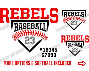 Rebels Baseball svg Baseball Diamond Download File Softball SVG DXF EPS png Baseball Team Shirt Design Digital Cut File Cricut, Silhouette