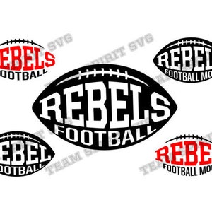 Rebel Football SVG Football Laces Mom Download Files DXF, EPS, Silhouette Studio, Rebels Vinyl Digital Cut Files for Cricut and Silhouette
