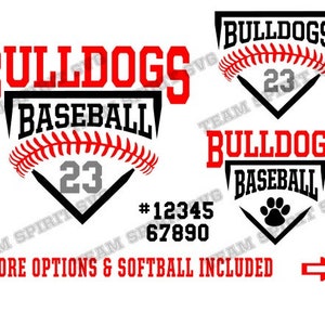 Bulldog Baseball svg Bulldog Softball svg Download File dxf eps png jpg studio3 Baseball Base Digital Vinyl Cut File for Cricut, Silhouette