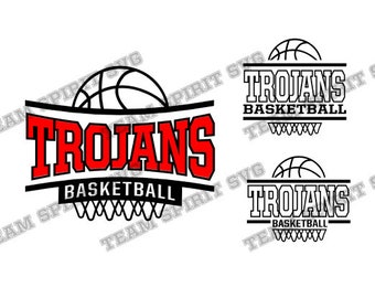 Trojans Basketball Net SVG Download Files DXF, EPS, Silhouette Studio, Vinyl Files, Digital Cut Files - Use with Cricut and Silhouette