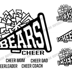 Bears Cheer Megaphone Download Files - cheer mom SVG, DXF, EPS, Silhouette Studio, Vinyl Digital Cut Files -Use with Cricut and Silhouette