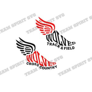 Wolves SVG Track and Field Shoe Wing Cross Country Download Files DXF EPS Silhouette Studio Vinyl Digital Cut Files Use with Cricut