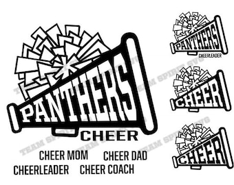 Panthers Cheer Megaphone SVG Download Files  Cheerleading DXF, EPS, Silhouette Studio, Vinyl Digital Cut Files -Use with Cricut, Silhouette