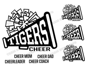 Tiger jubeln Megaphon Download-Dateien - jubeln Mama SVG, DXF, EPS, Silhouette Studio, Vinyl Digital Schnitt Dateien-Verwendung mit Cricut und Silhouette