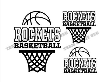 Rockets Basketball Net Download Files - SVG, DXF, EPS, Silhouette Studio, Vinyl / Digital Cut Files -Use with Cricut and Silhouette