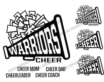 Warriors Cheer Megaphone SVG Cheerleading -  DXF, EPS, Silhouette Studio, Vinyl Cut Files, Digital Cut Files -Use with Cricut and Silhouette
