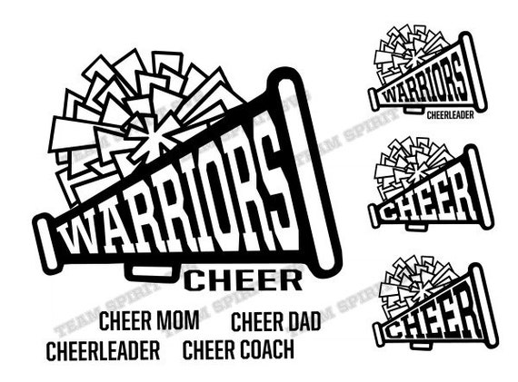 Warriors Cheer Megaphone SVG Cheerleading -  DXF, EPS, Silhouette Studio, Vinyl Cut Files, Digital Cut Files -Use with Cricut and Silhouette