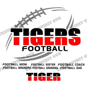 Tiger Football SVG Football Download Files DXF, EPS, Silhouette Studio, Tigers Football Digital Vinyl Cut Files for Cricut and Silhouette