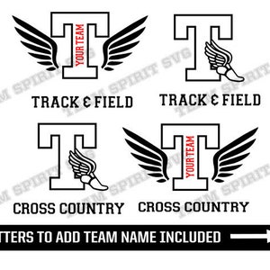 Track and Field SVG Cross Country svg Letter T Download Files svg Track Wings DXF EPS Studio3 Digital Vinyl Cut Files for Cricut Silhouette