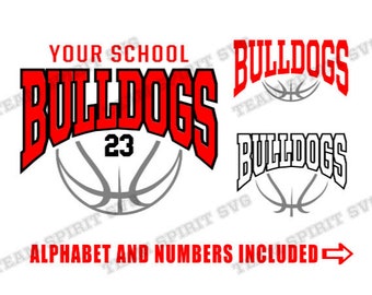 Bulldog Basketball SVG Basketball Download File png dxf eps Silhouette Studio, Basketball Team Shirt Digital Cut File for Cricut, Silhouette