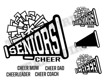 Senior Cheer SVG Cheer Pom Pom Pack Download Files DXF EPS png svg, diy Seniors Cheerleader shirt, Vinyl Decal Digital Cut Files for Cricut