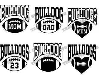 Bulldogs Big Football with Numbers Download File - SVG, DXF, EPS files, Vinyl Cut Files, Digital Cut Files -Use with Cricut and Silhouette