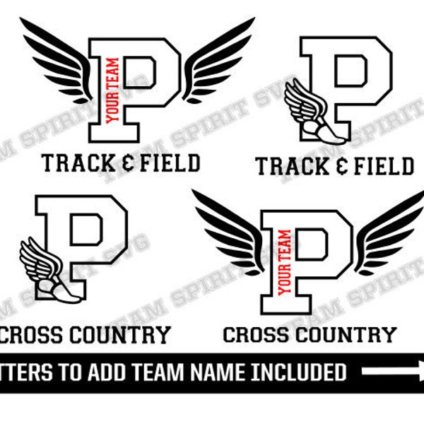 Track and Field SVG Cross Country svg Letter P Download Files Track Wings svg DXF EPS Studio3 Digital Vinyl Cut Files for Cricut Silhouette