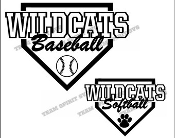 Wildcats Baseball Softball Base Download Files - SVG, DXF, EPS, Silhouette Studio, Vinyl, Digital Cut Files -Use with Cricut, Silhouette
