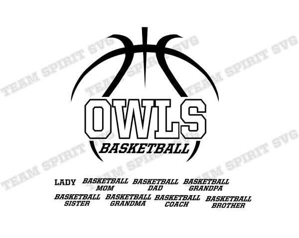 Owls Basketball Outline SVG Basketball Mom Download Files DXF, EPS, Silhouette Studio, Vinyl Digital