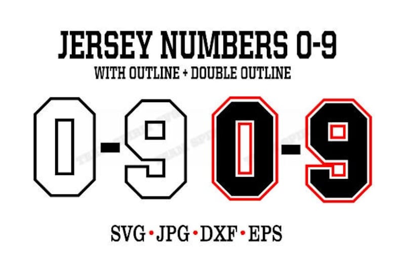 Jersey Numbers SVG Download File Sports DXF EPS png | Etsy