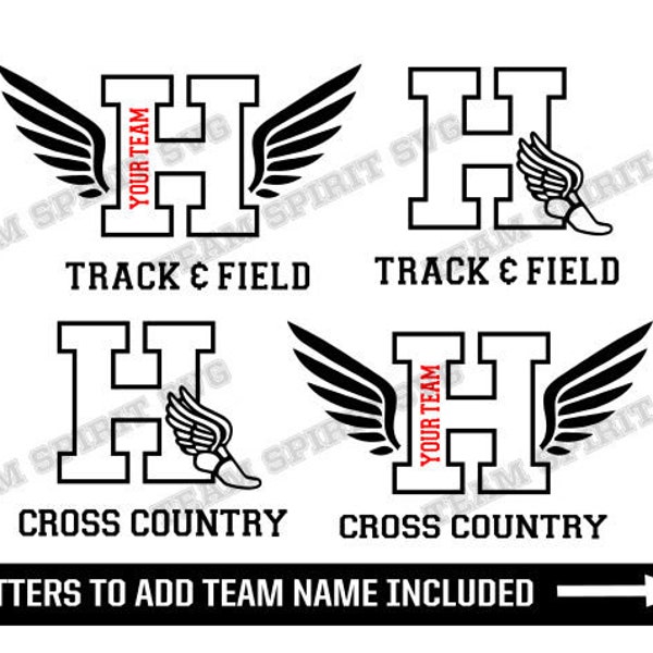 Track and Field SVG Cross Country svg Letter H Download Files Track Wings svg DXF EPS Studio3 Digital Vinyl Cut Files for Cricut Silhouette