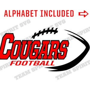 Cougar Football SVG Download File Football Outline Shirt Design DXF EPS files Cougars Football Digital Vinyl Cut Files for Cricut Silhouette