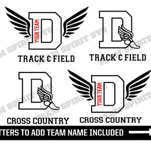 Track and Field SVG Cross Country svg Letter D Download Files Track Wings svg DXF EPS Studio3 Digital Vinyl Cut Files for Cricut Silhouette
