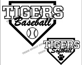 Tigers Baseball Softball Base Download Files - SVG, DXF, EPS, Silhouette Studio, Vinyl, Digital Cut Files -Use with Cricut, Silhouette