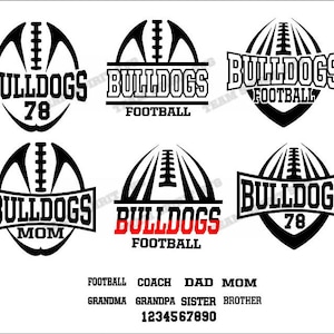 Bulldogs Football Pack Bundle 2 Files - SVG, DXF, EPS, Silhouette Studio, Vinyl Cut Files, Digital Cut Files -Use with Cricut and Silhouette