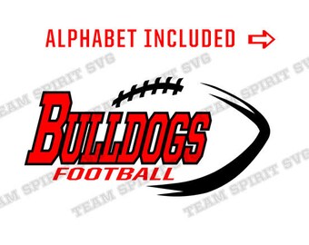 Bulldogs fotboll SVG fotbollskontur nedladdningsfil DXF, EPS, studio3 fotbollströja design digitala vinylklippfiler för Cricut silhuett