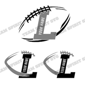 Fútbol SVG personalizar su equipo de fútbol Descargar archivos Carta L con alfabeto DXF EPS Studio3 Football Outline Digital Cut Files for Cricut