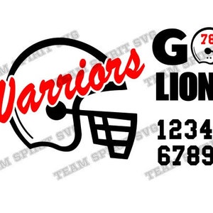 Warriors Football Helmet SVG Football  Download Files DXF, EPS, Silhouette Studio, Vinyl Digital Cut Files -Use with Cricut and Silhouette
