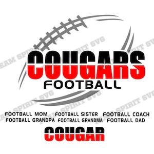 Cougar Football SVG Download File Football Mom Shirt Design DXF EPS files Cougars Football Digital Vinyl Cut Files for Cricut and Silhouette