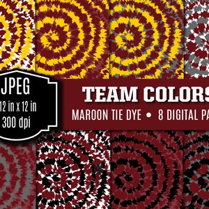 Tie Dye Digital Paper Team Colors Maroon JPEG 300 dpi Team Tie Dye Sublimation Design School DTG Printing Digital Scrapbook Paper Download