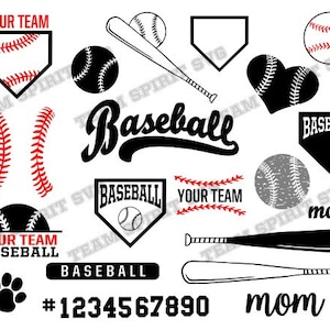 Ultimate Baseball SVG Pack Baseball Bat Bundle Descargar Archivo png dxf eps Baseball Base Laces Stitches Digital Cut File for Cricut Silhouette