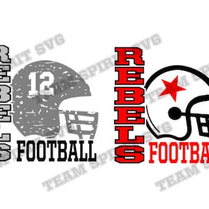 Rebel Football SVG Football Helmet Download Files DXF, EPS Silhouette Studio Vertical Football Vinyl Digital Cut Files for Cricut Silhouette
