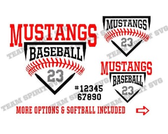 Béisbol SVG Mustangs svg Base de béisbol Descargar archivo dxf eps png Béisbol Mustang Softball svg Archivo de corte de vinilo digital para Cricut Silhouette