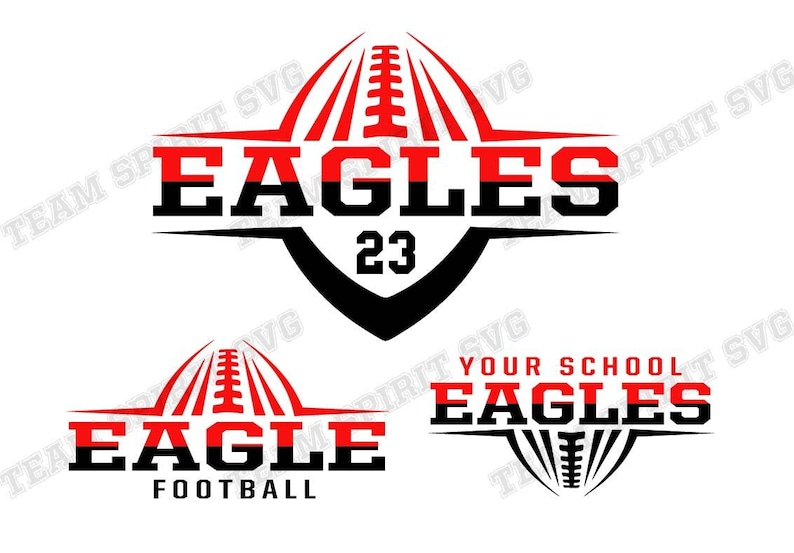 May include: A black and red football-shaped graphic with the word "EAGLES" in white text. The graphic has a red and black color scheme and includes the number "23".
