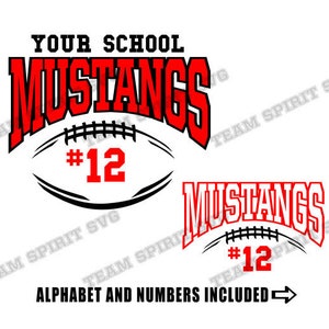 Mustang Football SVG Football Outline with Numbers Download File DXF, EPS files, Football Design Vinyl Cut Files for Cricut, Silhouette