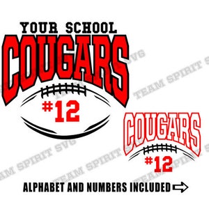 Football SVG Cougar Download File Football Outline Shirt Design DXF EPS files Cougars Football Digital Vinyl Cut Files for Cricut Silhouette