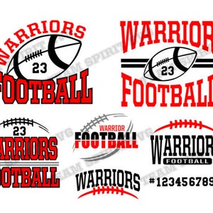 Warrior Football SVG Pack Bundle DXF, EPS, Silhouette Studio, Warrior Football Shirt Design svg Digital Cut Files for Cricut , Silhouette