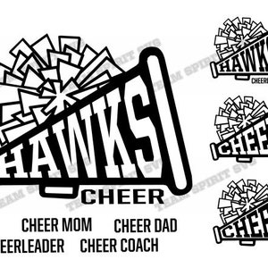 Hawks Cheer Megaphone SVG Download Files - Cheerleading  DXF, EPS, Silhouette Studio, Vinyl Digital Cut Files - Use with Cricut, Silhouette