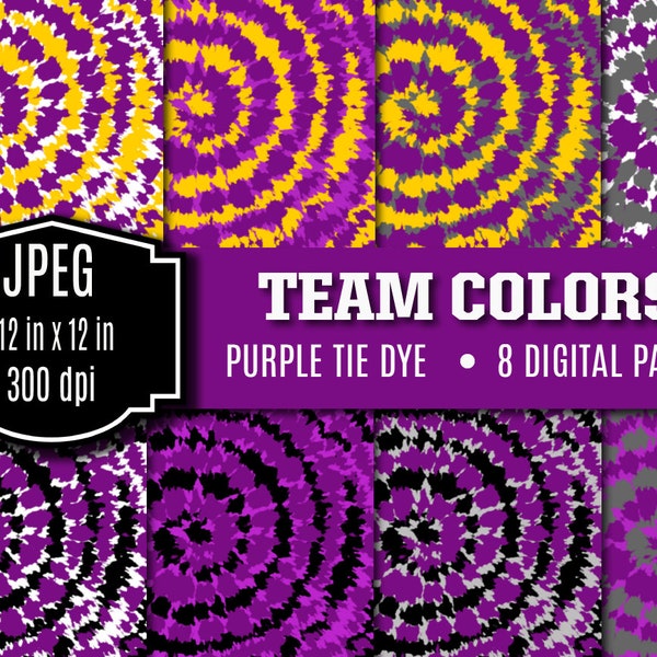 Tie Dye Digital Paper Team Colors Purple JPEG 300 dpi Team Tie Dye Sublimation Design School DTG Printing Digital Scrapbook Paper Download