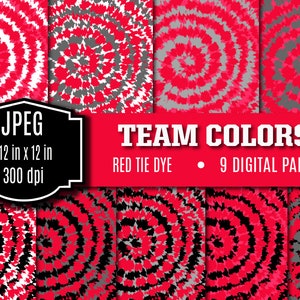 Tie Dye Digital Paper Team Colors Red JPEG 300 dpi Team Red Tie Dye Sublimation Design School DTG Printing Digital Scrapbook Paper Download