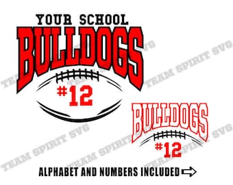 Football SVG Bulldogs Football Outline Download File DXF, EPS, studio3 Football Shirt Design Digital Vinyl Cut Files for Cricut Silhouette