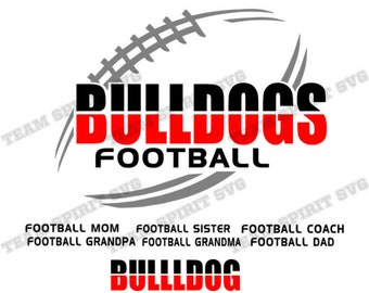Bulldog Football SVG Football Mom Download File DXF, EPS, studio3 Football Shirt Design Digital Vinyl Cut Files for Cricut and Silhouette