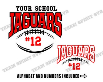 Jaguar Football SVG Football Outline with Numbers Download File DXF EPS files studio3 Digital Vinyl Cut Files for Cricut, Silhouette