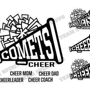 Comets Cheer Megaphone SVG Cheerleading Download File megaphone svg DXF EPS Silhouette Studio Vinyl Digital Cut Files for Cricut Silhouette