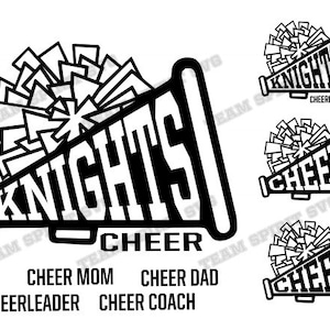 Knights Cheer SVG Download Files Megaphone Cheerleader, DXF, EPS, Silhouette Studio, Vinyl Digital Cut Files -Use with Cricut and Silhouette