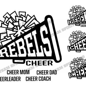 Rebels Cheer Megaphone SVG Download Files - Cheer mom DXF, EPS, Silhouette Studio, Vinyl Digital Cut Files - Use with Cricut and Silhouette
