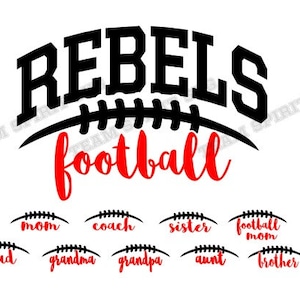 Rebels Football Laces SVG Football Mom Download Files DXF, EPS, Silhouette Studio, Vinyl Digital Cut Files -Use with Cricut and Silhouette
