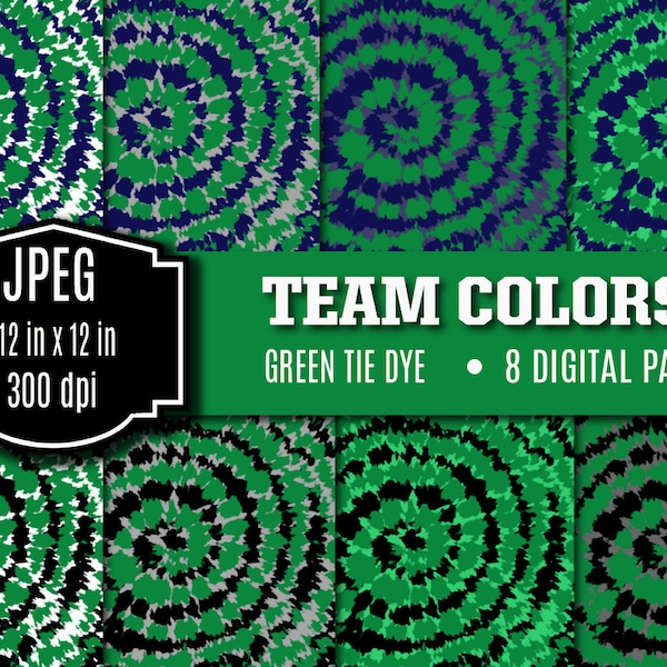 Tie Dye Digital Paper Team Colors Green JPEG 300 dpi Team Tie Dye Sublimation Design School DTG Printing Digital Scrapbook Paper Download